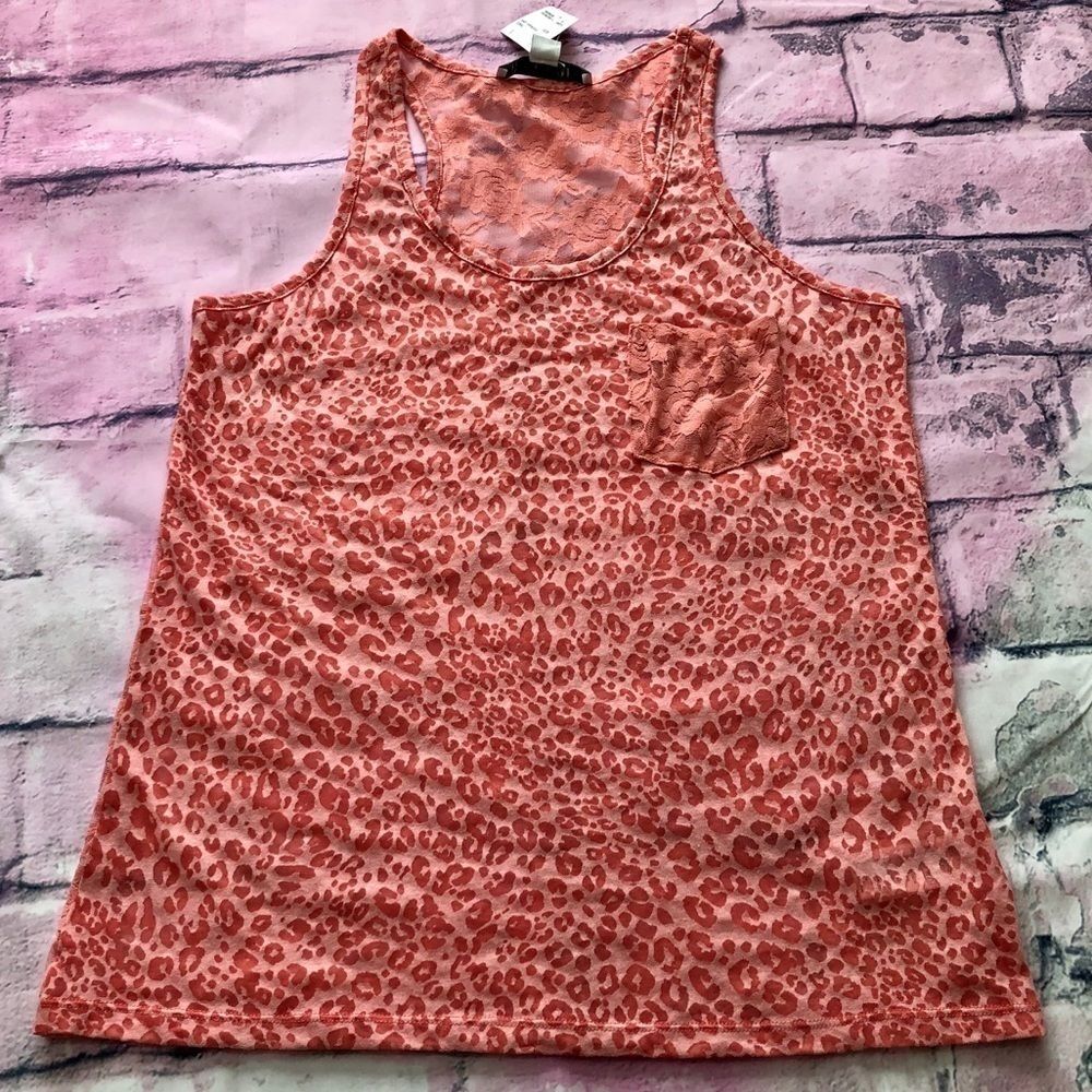 Forever 21 leopard burnout lace back tank
